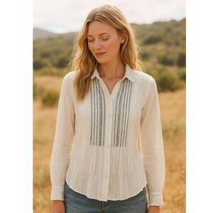 Women’s Sundance Catalog “Pretty in Pleats” Long Sleeve Pleated Shirt